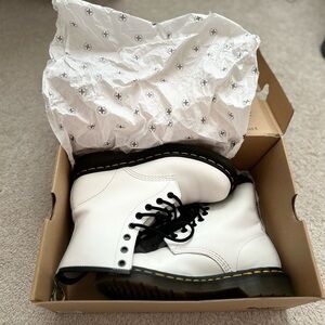 Dr. Martens White Leather Boots